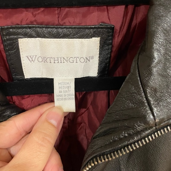 WORTHINGTON-Vintage black genuine leather trench - Picture 3 of 5